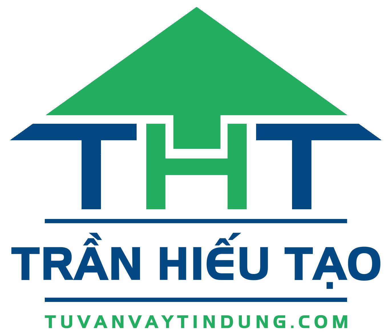 Logo của Tuvanvaytindung Trần Hiếu Tạo được xây dựng như một ngôi nhà, và trùng khớp với tên viết tắt của Trần Hiếu Tạo