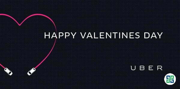 Campanha de Marketing dos namorados (Valentine) 14/02 do Uber 