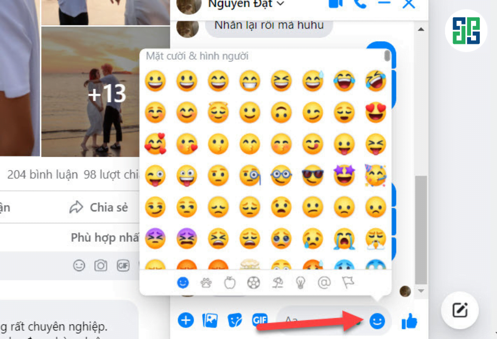 Chèn icon vào tin nhắn Messenger