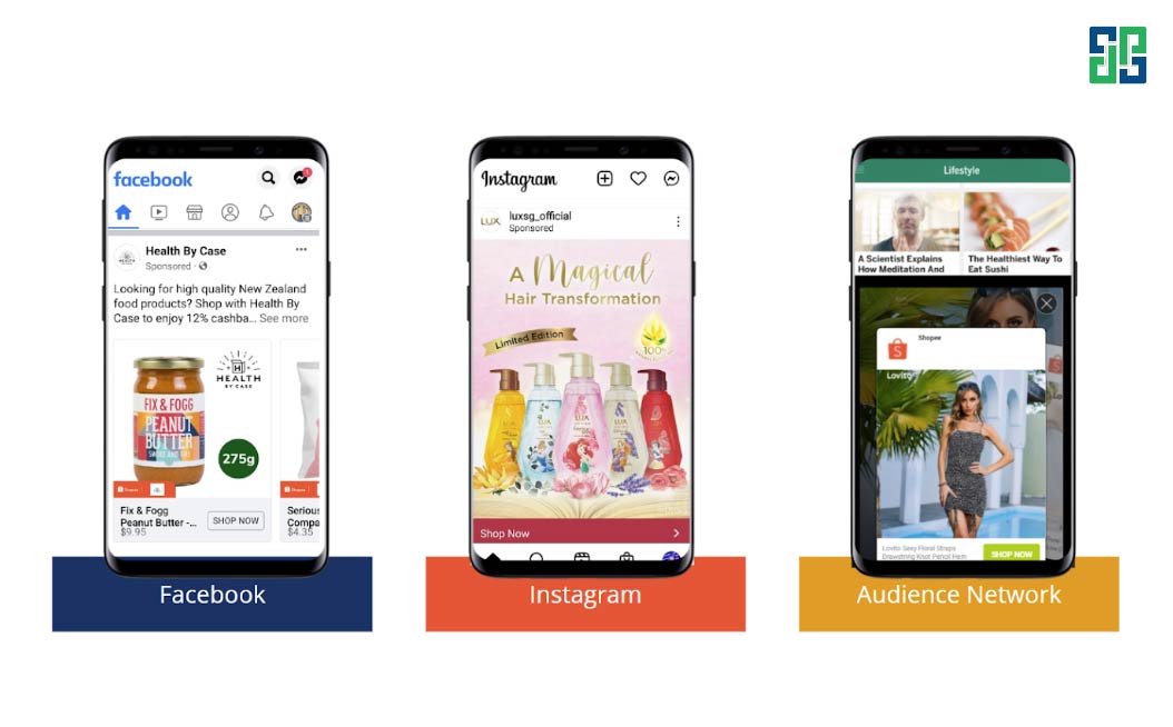 Hiển thị quảng cáo trên các nền tảng rộng lớn của Facebook giúp shop có cơ hội tăng đơn hàng