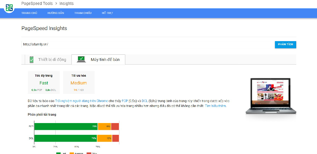 Pagespeed insights là công cụ phổ biến tại Việt Nam