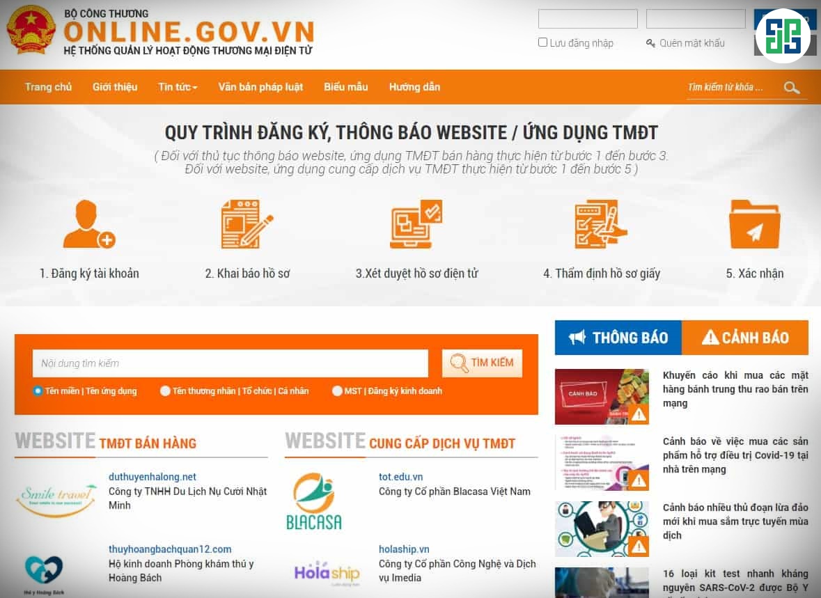 thời gian đăng ký website với bộ công thương