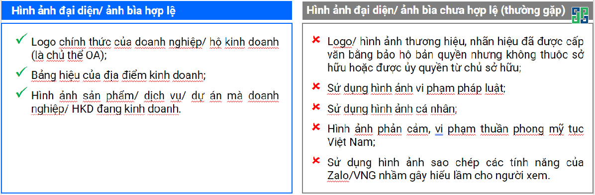 Quy định về ảnh bìa và ảnh đại diện của tài khoản Zalo OA