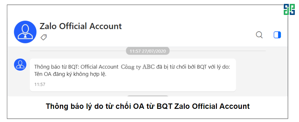 Thông báo từ BQT về quy định tên OA không hợp lệ 