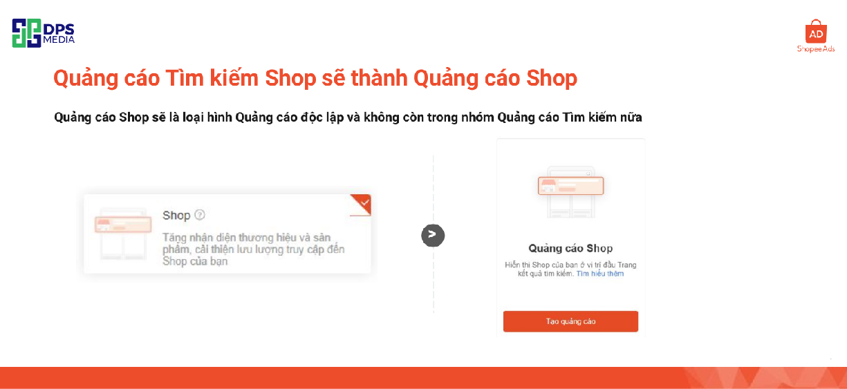 Quảng cáo Tìm kiếm Shop sẽ đổi thành Quảng cáo Shop